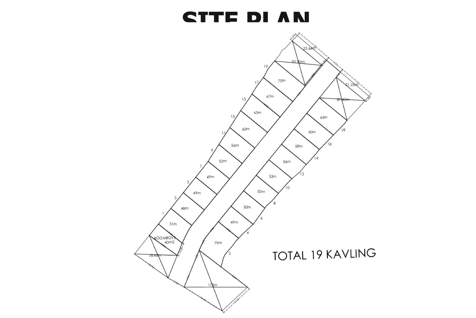 Site plan Firdaus Private Villa — 19 kavling tampak atas kawasan